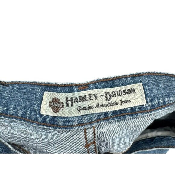 Harley-Davidson Mens Genuine MotorClothes Blue Denim Jeans Size 34x33 Straight - Picture 10 of 10